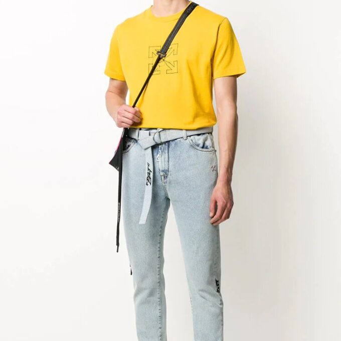 Off-White Herr-T-shirt med logotyp, gul