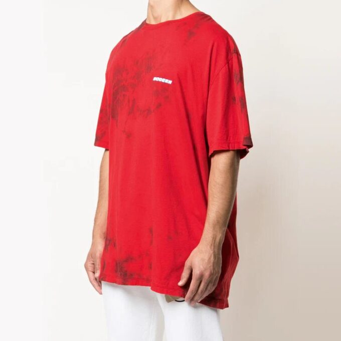 Off-White Herr-T-shirt med logotyp i rött tie-dye