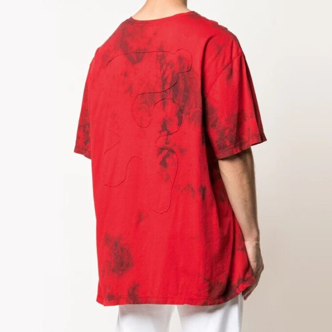 Off-White Herr-T-shirt med logotyp i rött tie-dye
