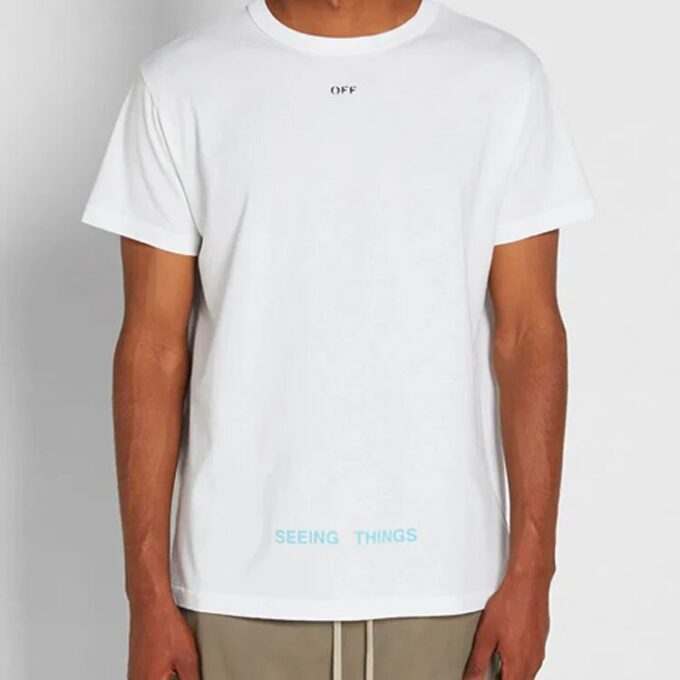 Off-White Herr-T-shirt med Marilyn Monroe-tryck, korta ärmar, vit