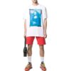 Off-White Herr-T-shirt med Mona Lisa-pil-tryck, rund hals, kort ärm, vit