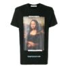 Off-White Herr-T-shirt med Mona Lisa-tryck och pil på ryggen, kortärmad, svart