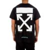 Off-White Herr-T-shirt med Mona Lisa-tryck och pil på ryggen, kortärmad, svart