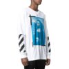 Off-White Herr-T-shirt med Mona Lisa-tryck, rund hals, långa ärmar och lös passform, vit