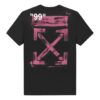Off-White Herr-T-shirt med pilmönster, korta ärmar och lös passform, svart