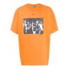 Off-White Herr-T-shirt med piltryck, rund hals och korta Shorts i orange