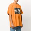 Off-White Herr-T-shirt med piltryck, rund hals och korta Shorts i orange