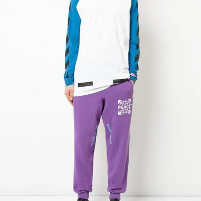 Off-White Herr-T-shirt med raglanärmar, färgblockering och pilmotiv