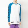 Off-White Herr-T-shirt med raglanärmar, färgblockering och pilmotiv