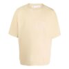 Off-White Herr T-shirt med randigt mönster, rund hals och korta ärmar, beige