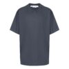 Off-White Herr-T-shirt med randigt tryck, korta ärmar och lös passform, marinblå