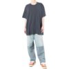 Off-White Herr-T-shirt med randigt tryck, korta ärmar och lös passform, marinblå