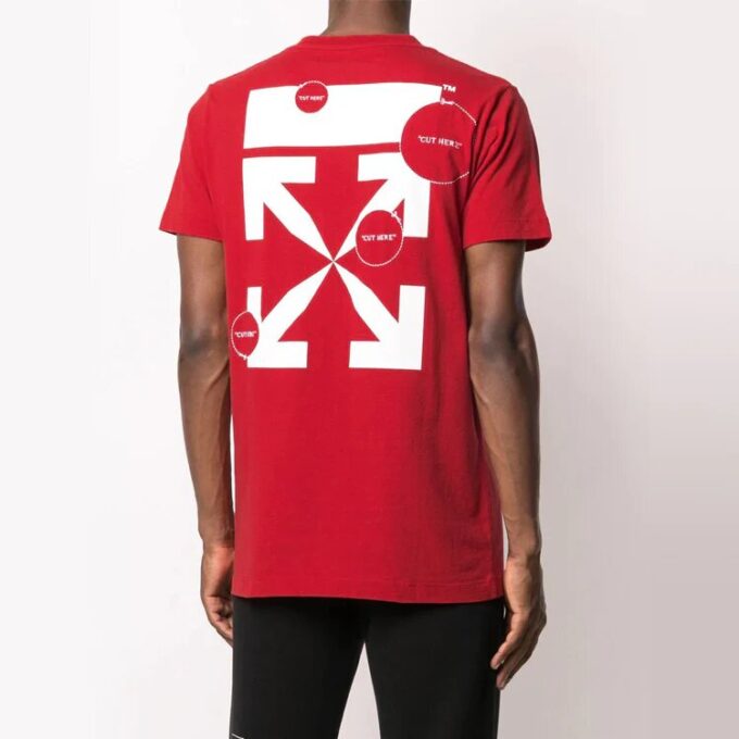 Off-White Herr-T-shirt med tryck i rött