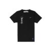 Off-White Herr-T-shirt med tryck på ryggen, korta ärmar, svart