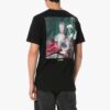 Off-White Herr-T-shirt med tryck på ryggen, korta ärmar, svart
