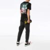 Off-White Herr-T-shirt med tryck på ryggen, korta ärmar, svart