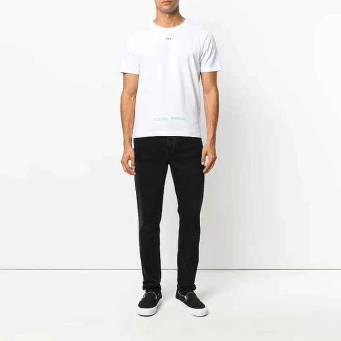 Off-White Herr-T-shirt med tryck, vit
