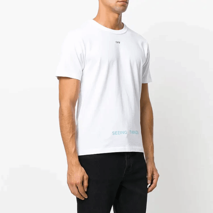 Off-White Herr-T-shirt med tryck, vit