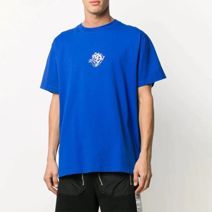 Off-White Herr-T-shirt med tryckt logotyp i blått