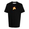 Off-White Herr-T-shirt med tryckt logotyp, rund hals och korta ärmar, svart