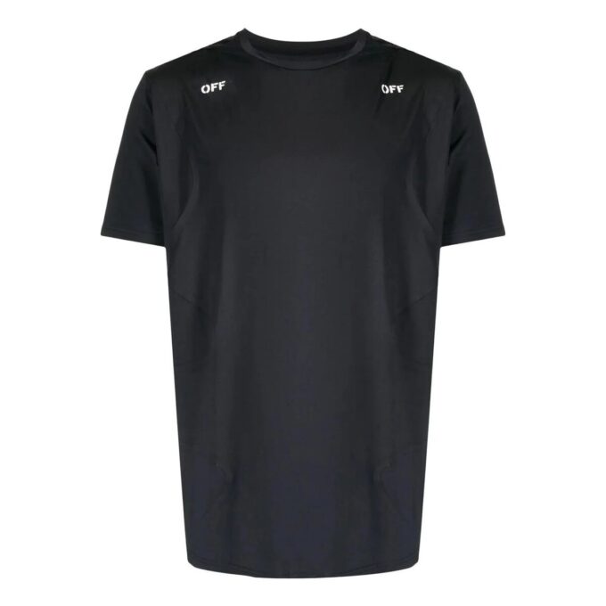 Off-White Herr-T-shirt med tryckt pilmönster, rund hals och korta Shorts, svart