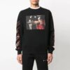 Off-White Herrmönstertryck Rund hals Långärmad Svart