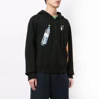 Off-White Herrshorts med tryck och dragkedja, svarta
