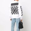 Off-White Herrtröja med logotryck, rund hals, vit