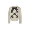 Off-White Herrtröja med logotyp och piltryck, rund hals och långa ärmar, khaki