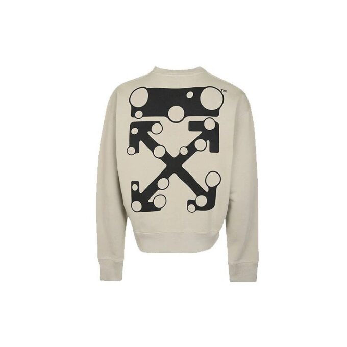 Off-White Herrtröja med logotyp och piltryck, rund hals och långa ärmar, khaki