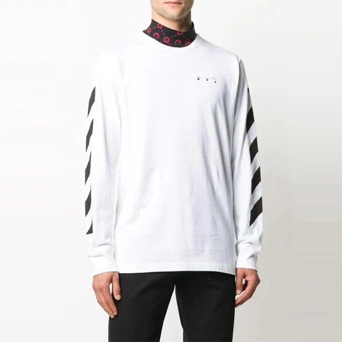 Off-White Långärmad vit T-shirt med tryck för män