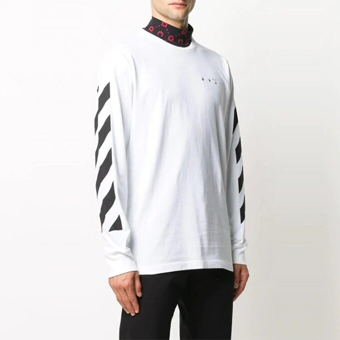 Off-White Långärmad vit T-shirt med tryck för män