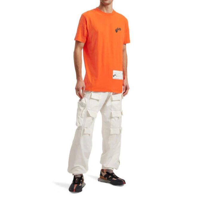 Off-White Men’s x Teenage Engineering Crossover SS22 T-shirt med logotryck, rund hals och korta ärmar, orange