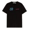 Off-White x Andr / Crossover-logotyp, leende ansikte, rund hals, tryck, kortärmad svart T-shirt