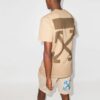 Off-White x Browns 50 Crossover-logotryck, lös rundhalsad kortärmad Shorts-tröja, standardversion, beige