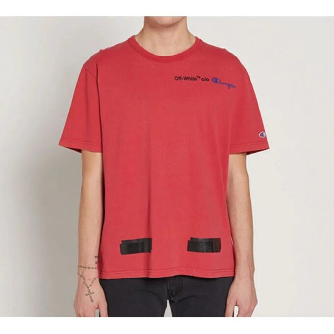 Off-White x Champion HERR Virgil Abloh Champion T-shirt Röd