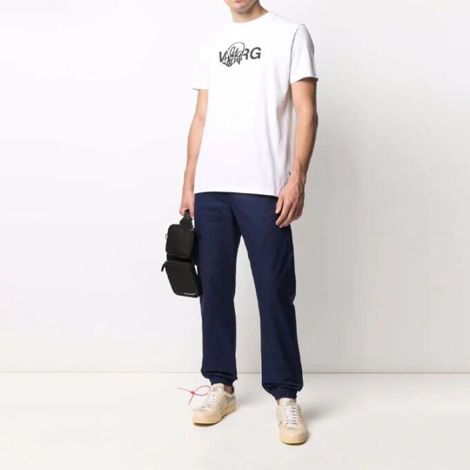 Off-White x Katsu Crossover-tryckt tröja med korta ärmar och lös passform, vit