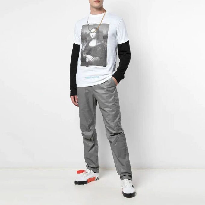 Off-White x MCA Crossover Mona Lisa-tryck Rundhalsad tröja Kortärmad Slim Fit-version Vit