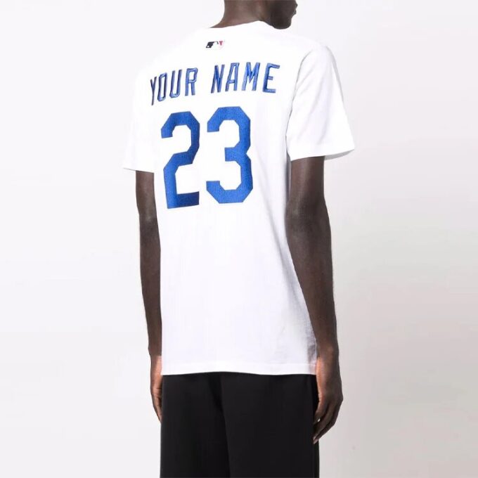 Off-White x New Era x MLB Crossover SS22 LA Dodgers-logotyptryck kortärmad vanlig version vit