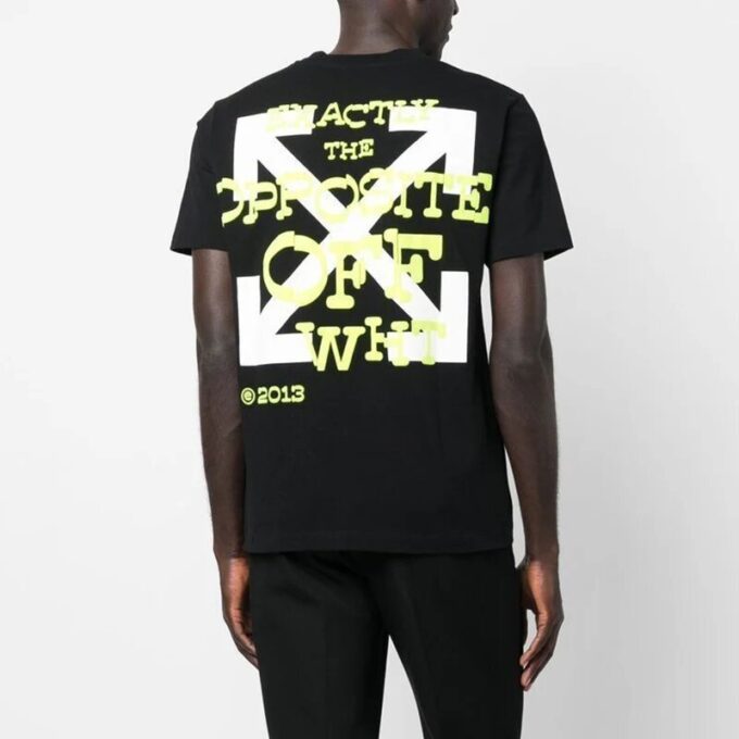 Opposite Arrow Slim Shorts-ärmad T-shirt ”Svart/Lime”