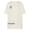 Oversized Diag Stencil T-shirt ”Vit Fuchsia Rosa”
