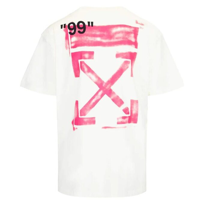 Oversized Diag Stencil T-shirt ”Vit Fuchsia Rosa”