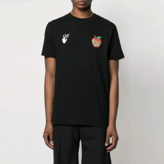 SS21 Arrow Apple-tryck, casual kortärmad, standardversion, svart