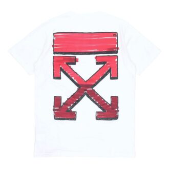 SS21 Back Arrow-logotyp, rund hals, kortärmad tröja, vit