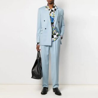 SS21 Blommönster, rutig krage, långärmad skjorta, slim fit-version, svart
