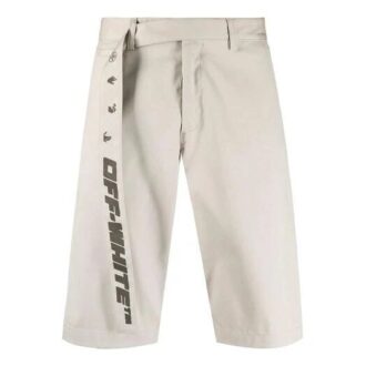 SS21 Bälte med logotyp, knälånga Shorts, lös passform, beige