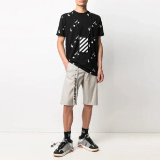 SS21 Bälte med logotyp, knälånga Shorts, lös passform, beige