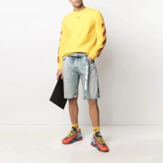 SS21 Bältes- och logotryckta Denim Shorts, blå
