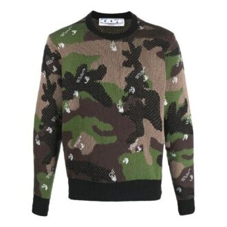 SS21 Camouflage-stickad tröja, grön camouflage