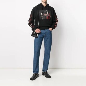 SS21 Caravaggio-tryckt hoodie ”Svart Röd”